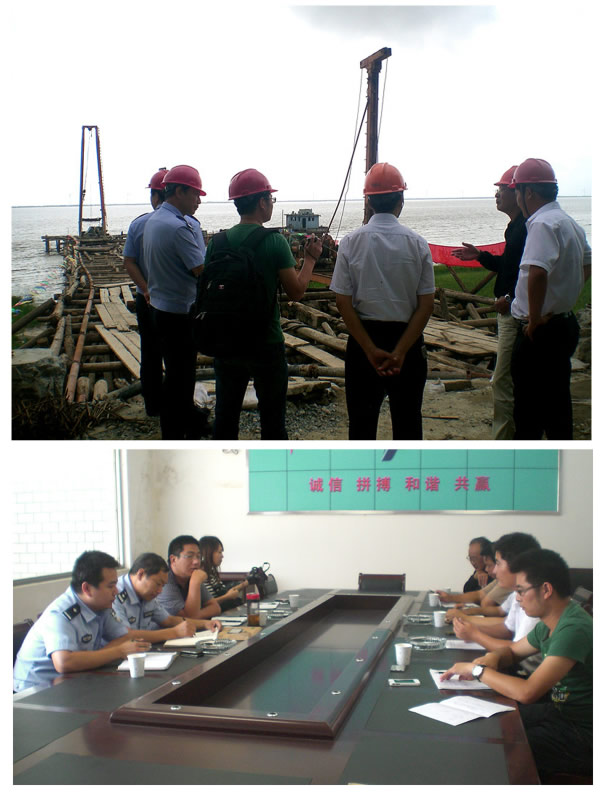 長江航運公安局、長江航運規(guī)劃設(shè)計院到啟東長航項目部檢查指導(dǎo)工作